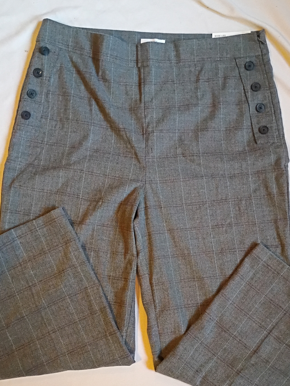 NWT LOFT Women's High Rise Wide Leg Chevron Plaid Pants